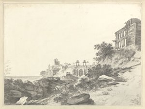 Veduta delle rovine del palazzo e della moschea a Fatepur Sikri, c.1783
